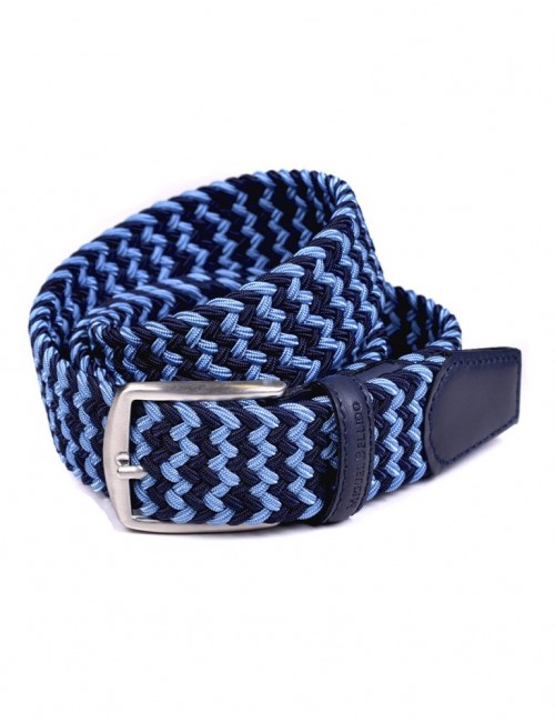 cinturon trenzado bicolor marino-azul elastico miguel bellido