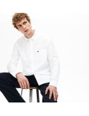 camisa regular fit oxford liso blanco Lacoste
