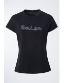 camiseta negra con branding y logo salsa jeans