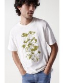 camiseta con estampado floral contrastado salsa jeans