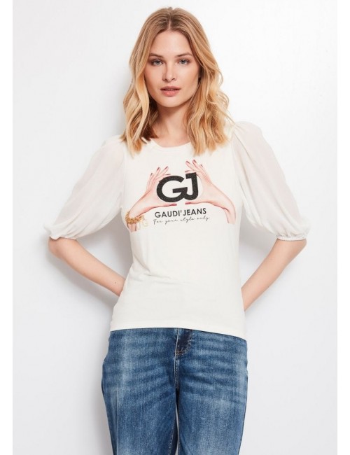 camiseta manga corta con logo GJ gaudi jeans