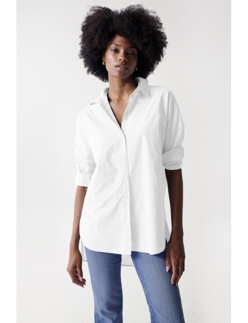 camisa blanca oversize popelina salsa jeans