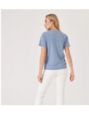 Camiseta azul con escote pico trenzado Garcia Jeans