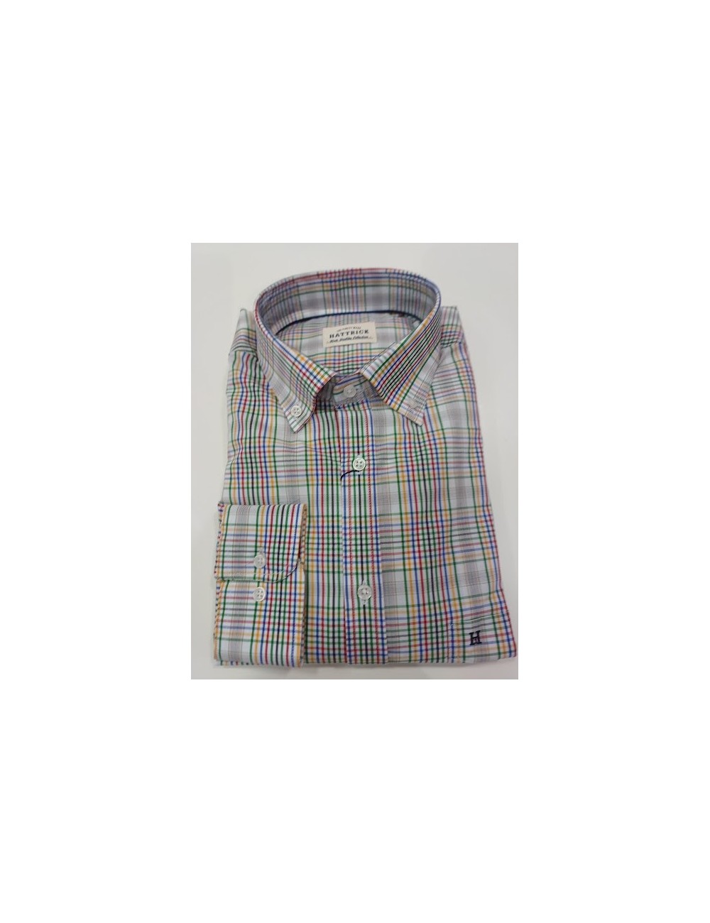 camisa de cuadros multuicolor con bolsillo Hattrick