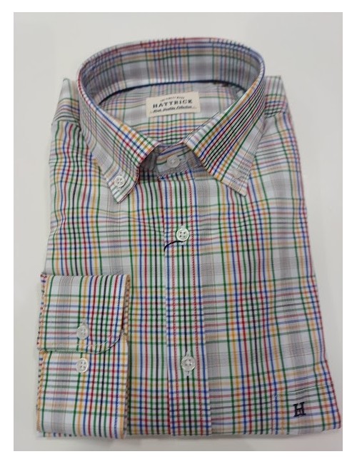 camisa de cuadros multuicolor con bolsillo Hattrick