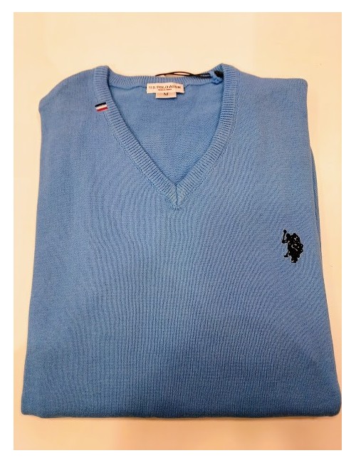 Jersey teal azul cielo con bordado contrastado US Polo