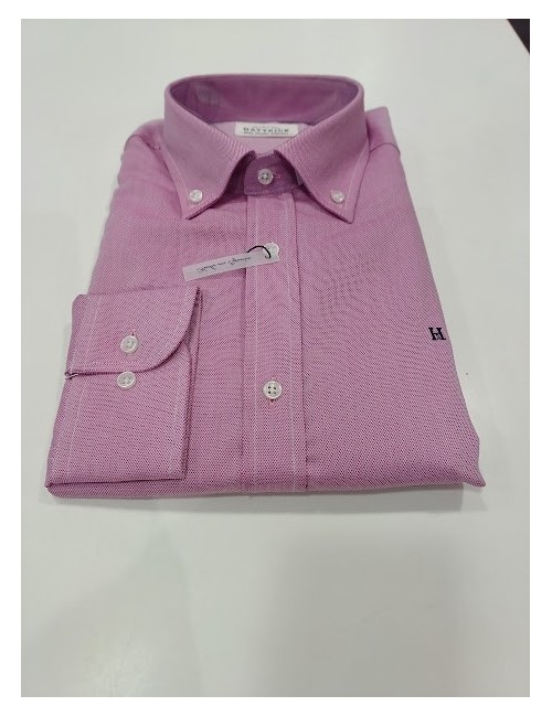 Camisa rosa lisa sin bolsillo oxford fino hattrick