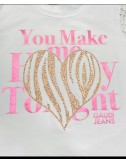 camiseta blanca con corazon dorado Gaudi Fashion