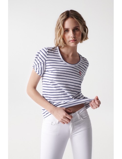 camiseta marinera con branding Salsa Jeans