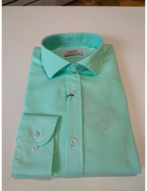 camisa slim fit lisa verde  Hattrick